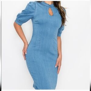 Haute Monde Light Blue Midi Dress